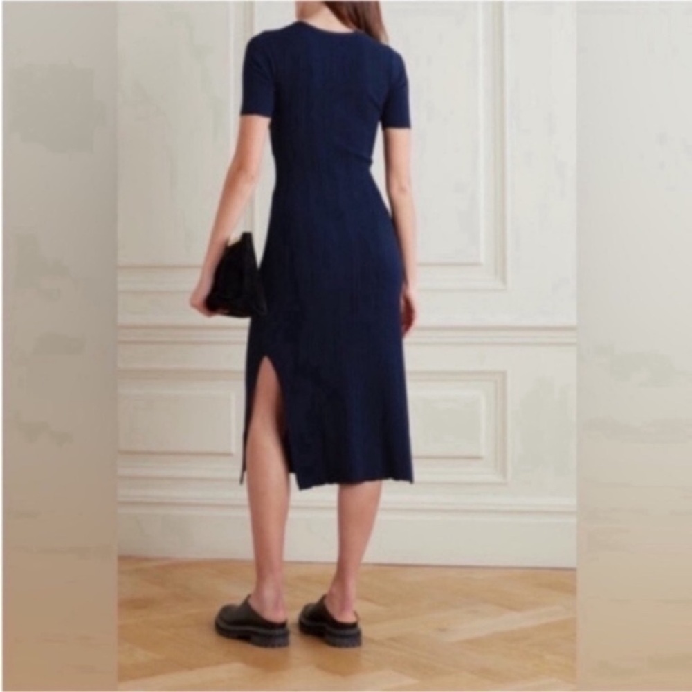 Frame Dress Front-Twist Rib Bodycon Midi In Navy - image 2